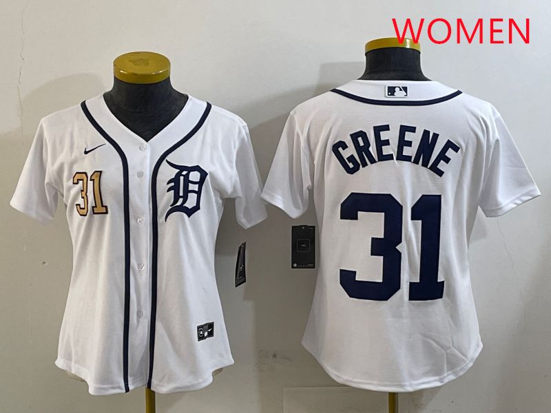 Women Detroit Tigers #31 Greene White Game 2025 Nike MLB Jersey style 2->women mlb jersey->Women Jersey